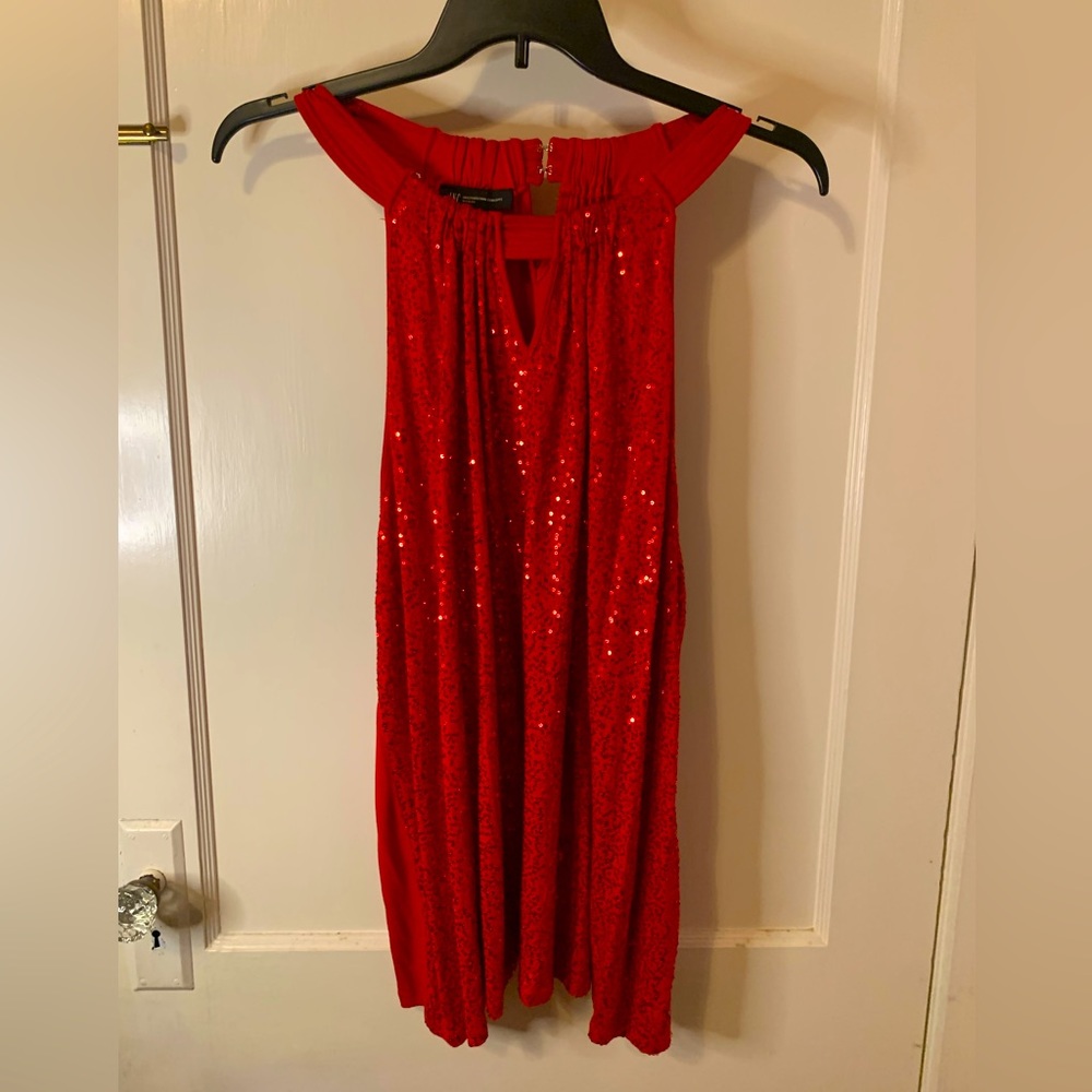 INC RED SEQUINED HIGH-NECKED TANK TOP SIZE 3X NEW WITH TAGS.